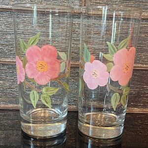 Vintage Franciscan "DESERT ROSE" Drinking Glass High Ball Tumblers 6 1/4" Tall